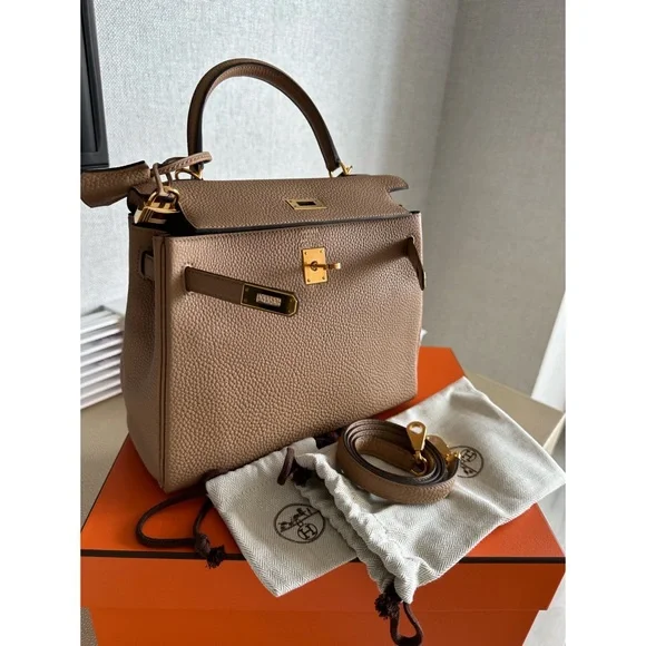 2022 Hermes Kelly 25 Togo Chai gold hardware - Picture 8 of 15